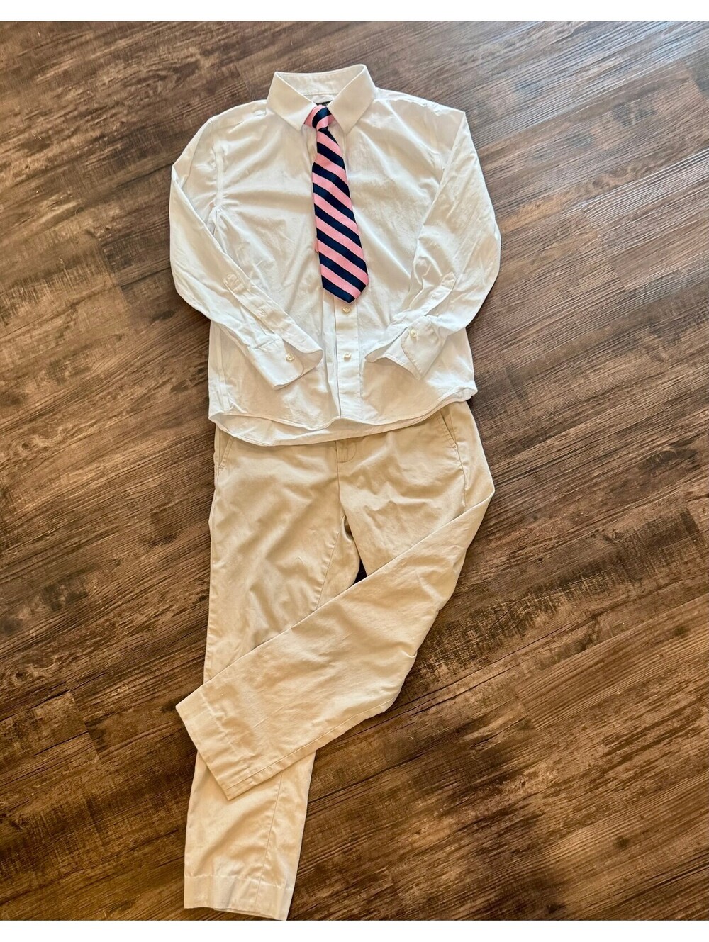 Crewcuts Boys Size 10 Outfit Button Down Khaki Pants Tie 3 Pc